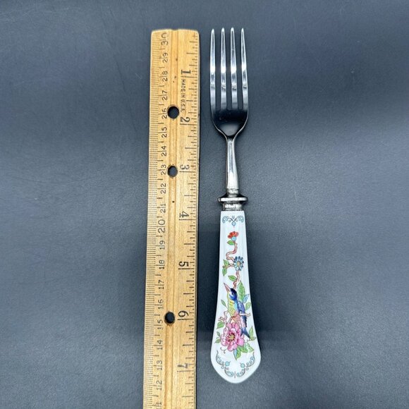 Vintage Aynsley Pembroke Fine Bone China Stainless Steel Steak Forks Bird Floral - Picture 6 of 10